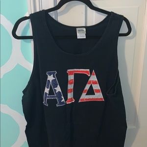 alpha gamma delta embroidered letters tank